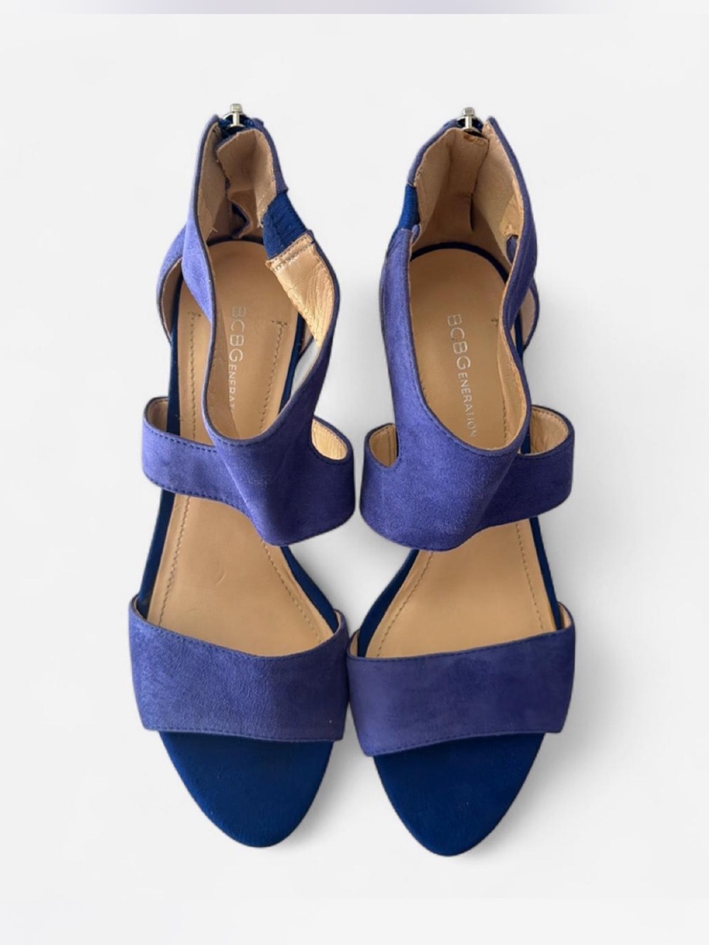 BCBGeneration Blue Blue Suede Strappy Open-Toe heals